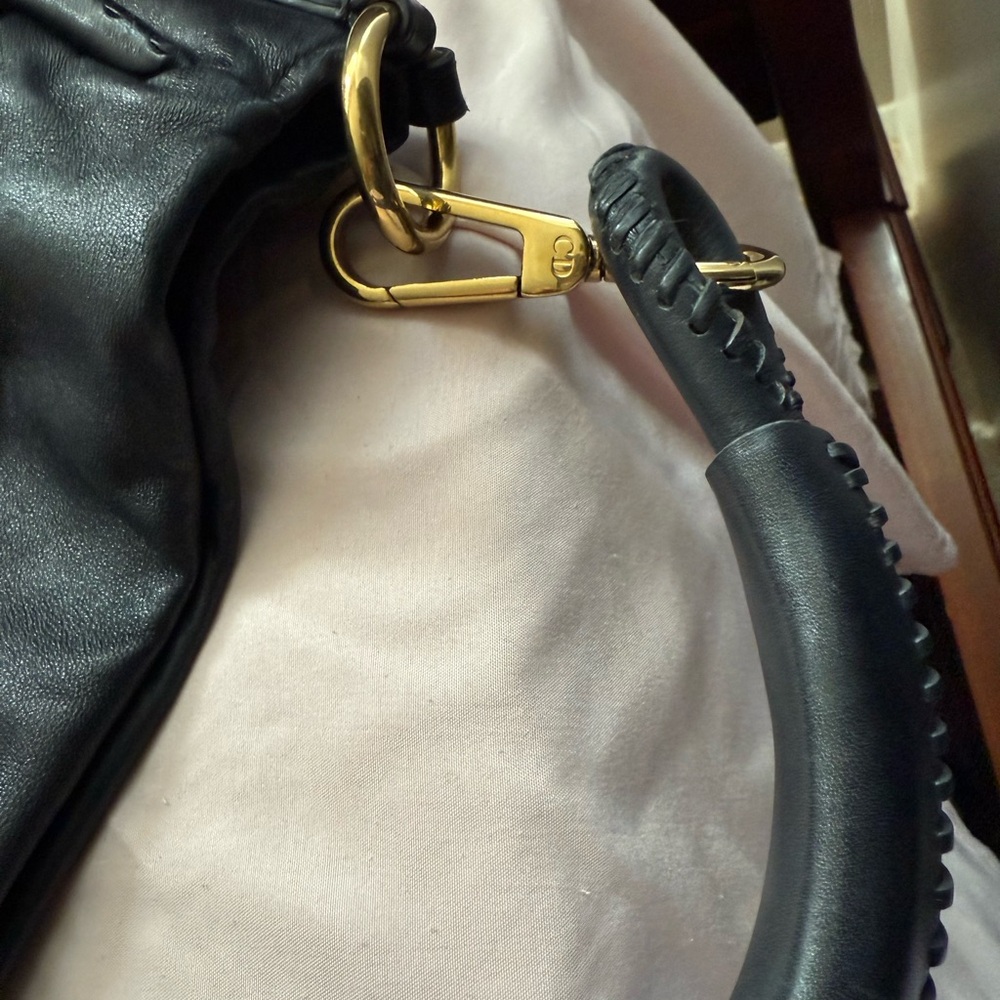 Dior Black and Gold Shoulder Bag with Pleated Design - Picture 3 of 11